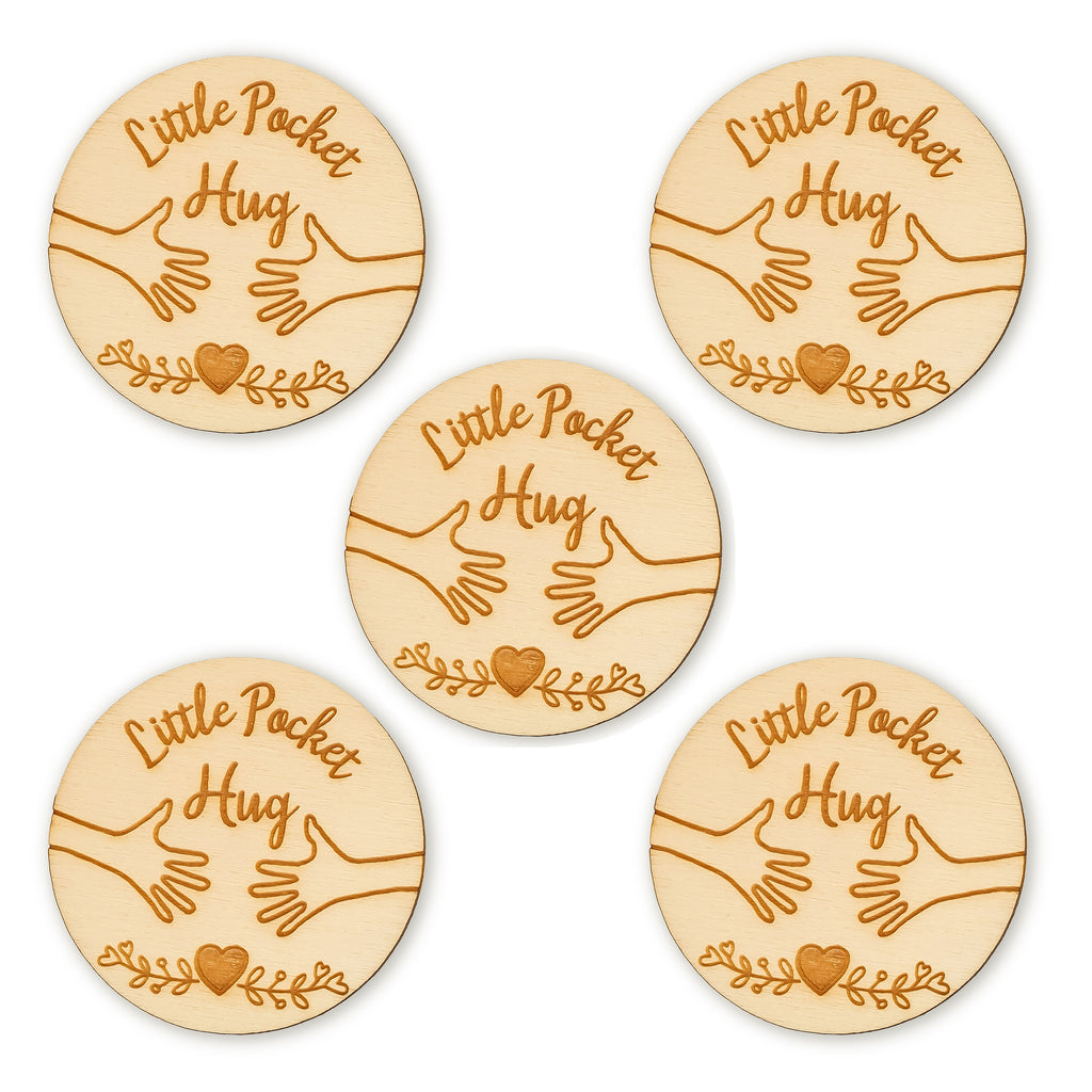 5pack Little Pocket Hug Heart Token Keepsake Gift For Loved Ones Friends & Family Back to School Card