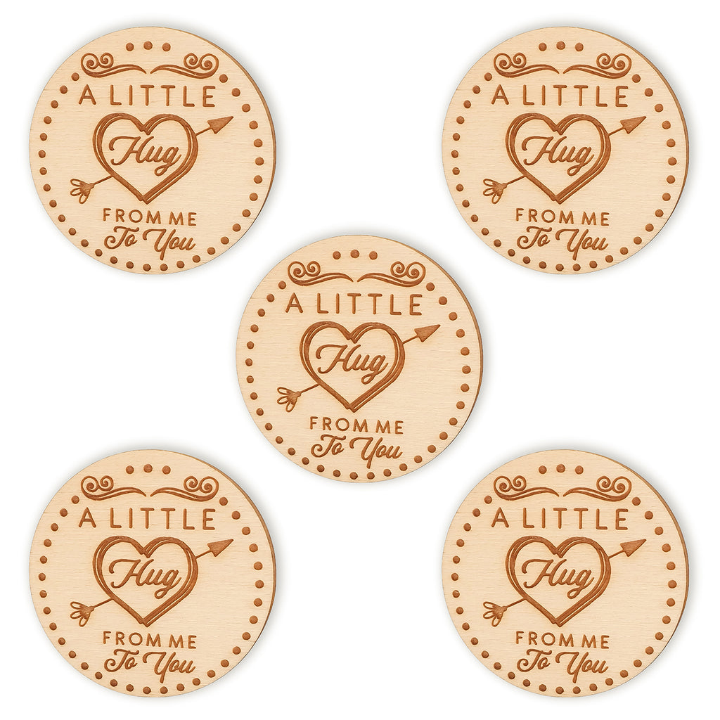 5pack Little Pocket Hug Heart Token Keepsake Gift For Loved Ones Friends & Family Back to School Valentine's Day Birthday Card Organza Bags Included